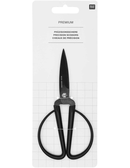 Rico Design precisieschaar met grote zwarte ringen 14 cm