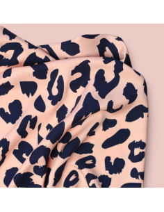 Viscose twill stof - Urban Leo Perzik en indigo