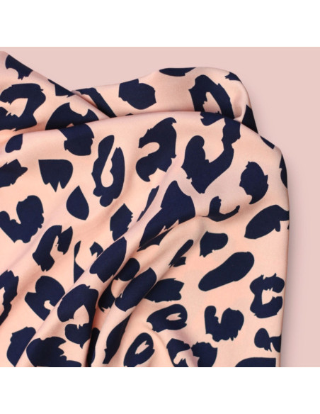Viscose twill stof - Urban Leo Perzik en indigo