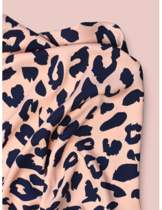Viscose twill stof - Urban Leo Perzik en indigo 2