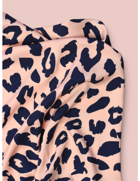 Viscose twill stof - Urban Leo Perzik en indigo