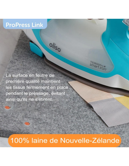 Oliso Pro Press Link uitbreidbare wollen strijkmat 35 cm x 35 cm