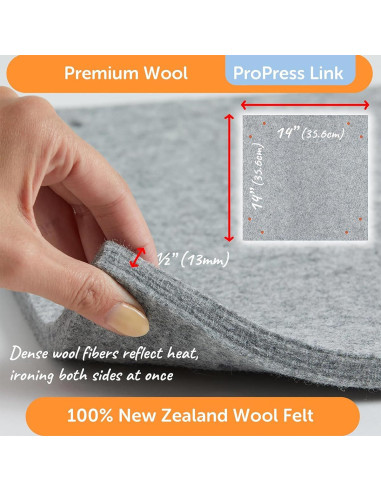 Oliso Pro Press Link uitbreidbare wollen strijkmat 35 cm x 35 cm