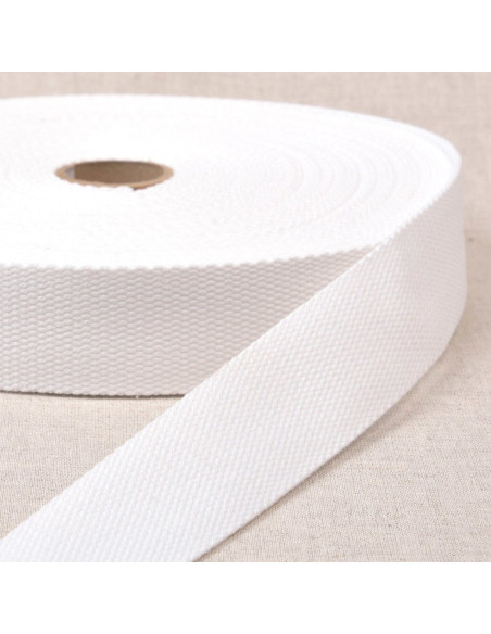 Polyester band met katoenen look - Wit