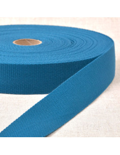 Polyester band met katoenen look - Eendblauw