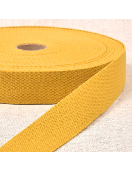 Polyester band met katoenen look - Geel