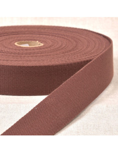 Polyester band met katoenen look - Donkerbruin