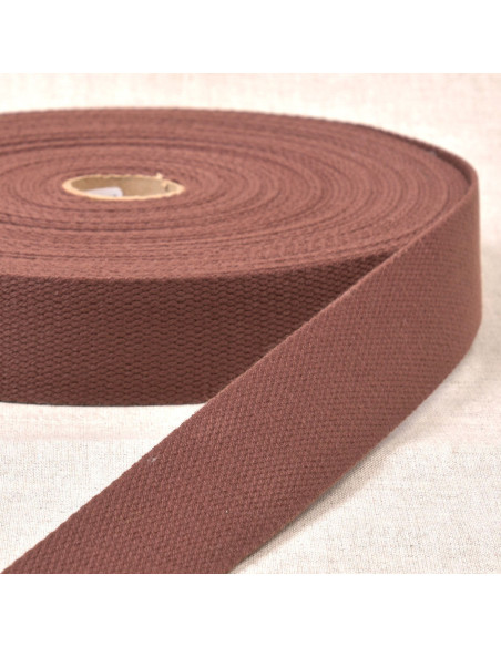 Polyester band met katoenen look - Donkerbruin