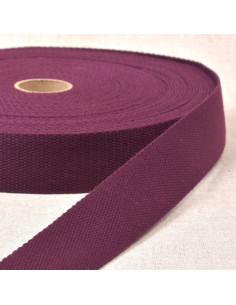 Polyester band met katoenen look - Pruimkleurig