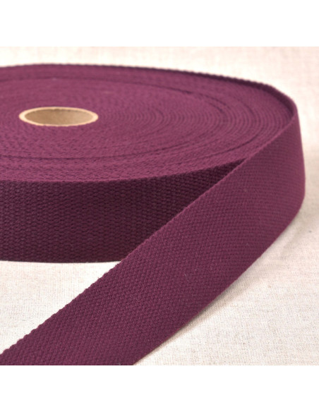 Polyester band met katoenen look - Pruimkleurig
