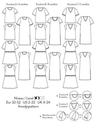 T-shirt en jurk patroon Modjo - Atelier Scämmit