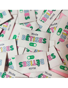 Set van 6 geweven labels - Onzin