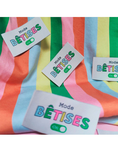 Set van 6 geweven labels - Onzin