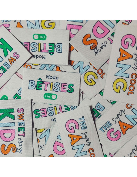 Set van 6 geweven labels - Mix recreatie