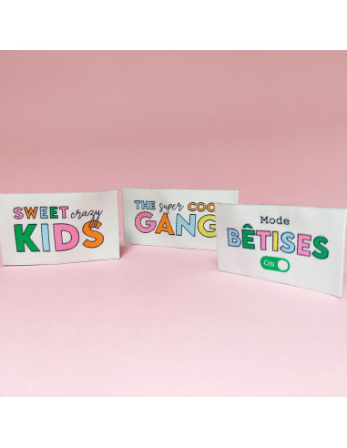 Set van 6 geweven labels - Mix recreatie