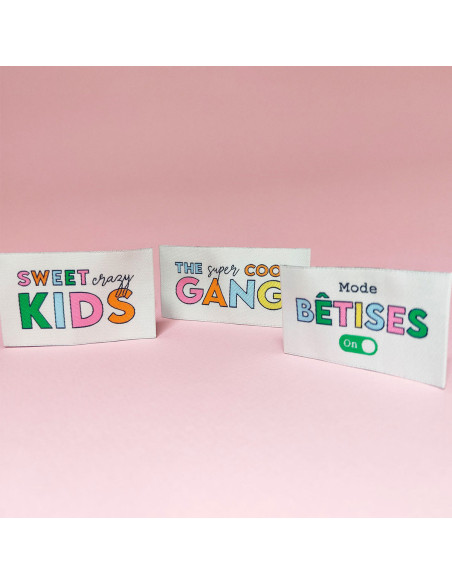 Set van 6 geweven labels - Mix recreatie