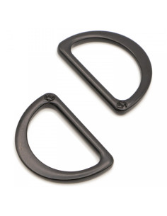 Set van 2 D-ringen met een diameter van 25 mm zwart