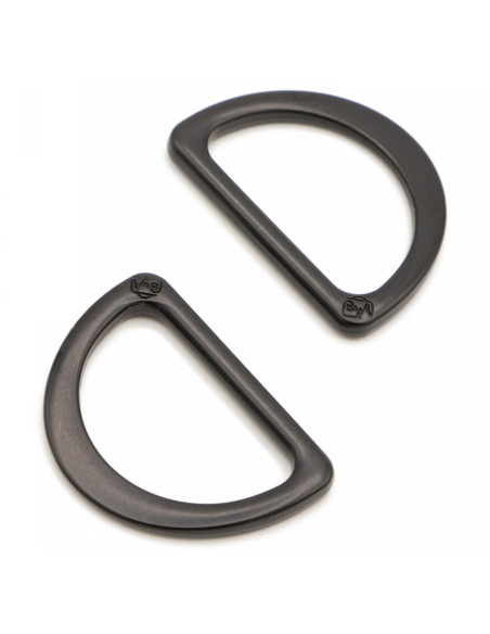 Set van 2 D-ringen met een diameter van 25 mm zwart