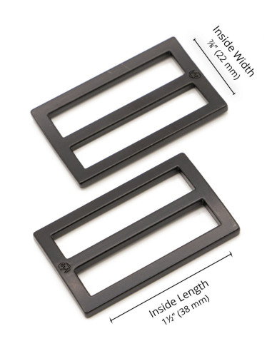 Set van 2 schuifgespen 22 x 38 mm zwart