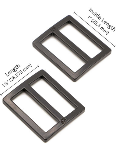 Set van 2 schuifgespen 28 x 25 mm zwart
