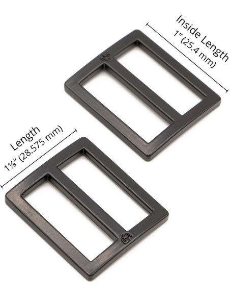 Set van 2 schuifgespen 28 x 25 mm zwart