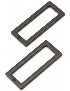 Set van 2 rechthoekige gespen 13 x 38 mm zwart