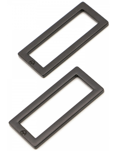Set van 2 rechthoekige gespen 13 x 38 mm zwart