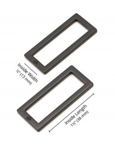 Set van 2 rechthoekige gespen 13 x 38 mm zwart 2