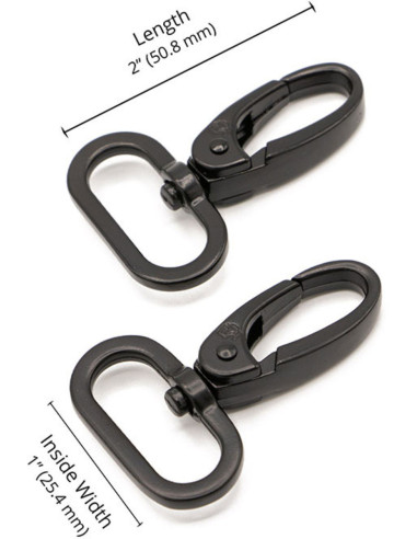 Set van 2 karabijnhaken voor 25 mm zwart