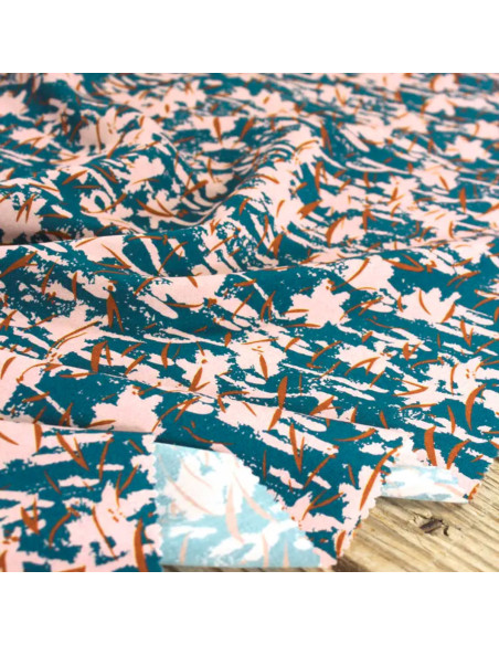 Viscose popeline stof Petrolblauw krijt - Églantine & Zoé