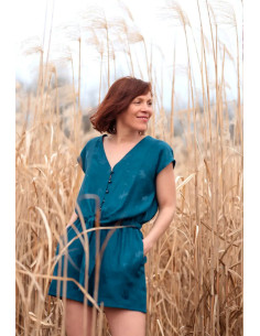 Viscose jacquard stof Streli petrolblauw - Églantine & Zoé 2