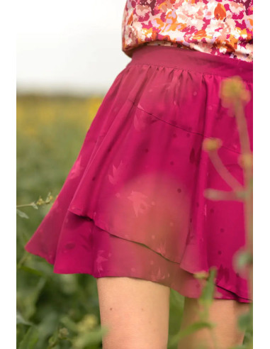 Viscose jacquard stof Streli magenta roze - Églantine & Zoé