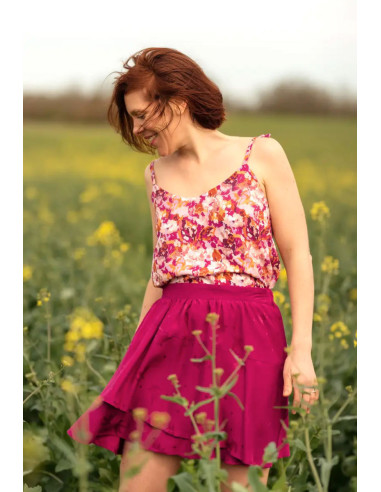 Viscose jacquard stof Streli magenta roze - Églantine & Zoé