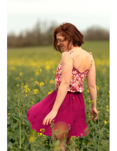Viscose jacquard stof Streli magenta roze - Églantine & Zoé