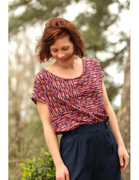 Viscose popeline stof Roc blauw - Églantine & Zoé
