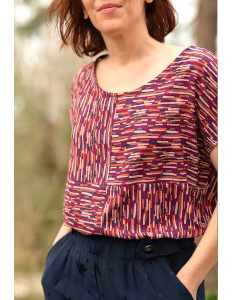 Viscose popeline stof Roc blauw - Églantine & Zoé