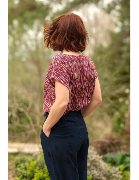 Viscose popeline stof Roc blauw - Églantine & Zoé