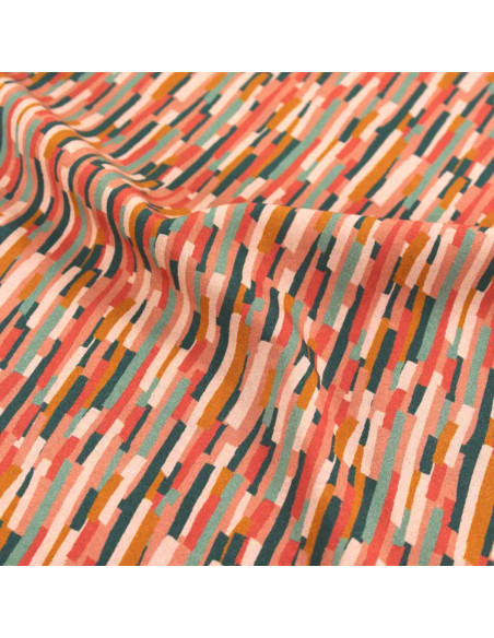 Viscose popeline stof Roc koraal - Églantine & Zoé