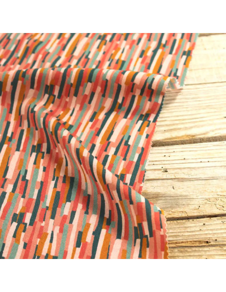 Viscose popeline stof Roc koraal - Églantine & Zoé