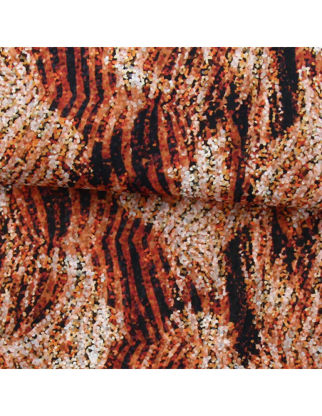 Polyester voile stof - Oker zebra