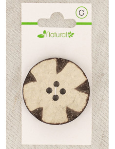 Kaart met 1 knoop van natuurlijk hout 38 mm 4 gaten - Decoratieve ronde