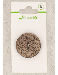 Kaart met 1 natuurlijke houten knoop 28 mm 2 gaten - Arabesken