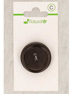 Donkere houten knoop met 1 knoopsgat 28 mm 2 gaten - Rond