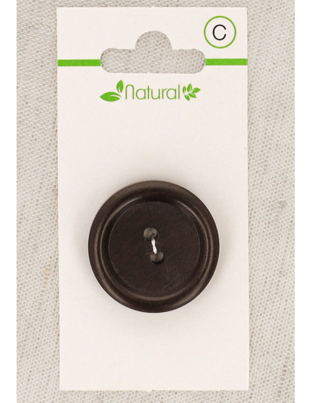 Donkere houten knoop met 1 knoopsgat 28 mm 2 gaten - Rond