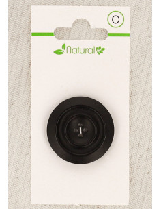 Donkere houten knoop met 1 knoopsgat 28 mm 4 gaten - Rond