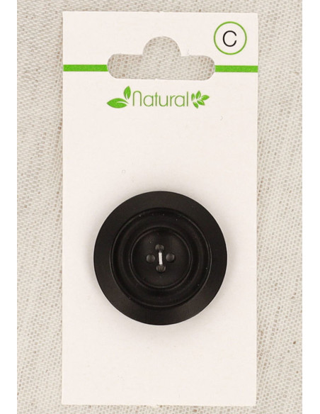 Donkere houten knoop met 1 knoopsgat 28 mm 4 gaten - Rond