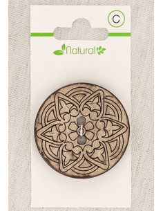 Kaart met 1 natuurlijke houten knoop 38 mm 2 gaten - Arabesk
