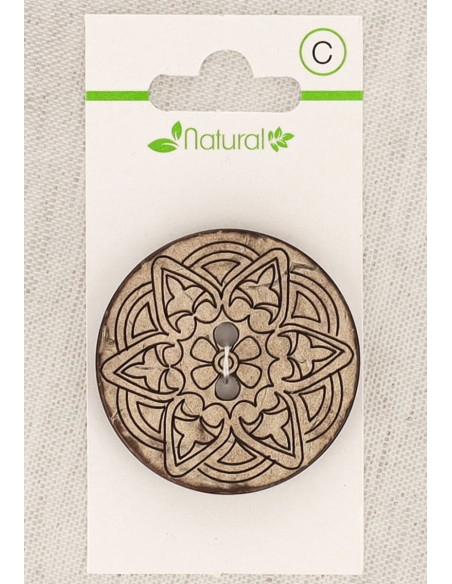 Kaart met 1 natuurlijke houten knoop 38 mm 2 gaten - Arabesk