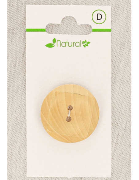 Kaart met 1 natuurlijke houten knoop 28 mm 2 gaten - Vierkanten