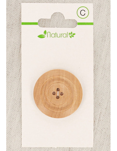 Kaart met 1 natuurlijke houten knoop 28 mm 4 gaten - Lijsten